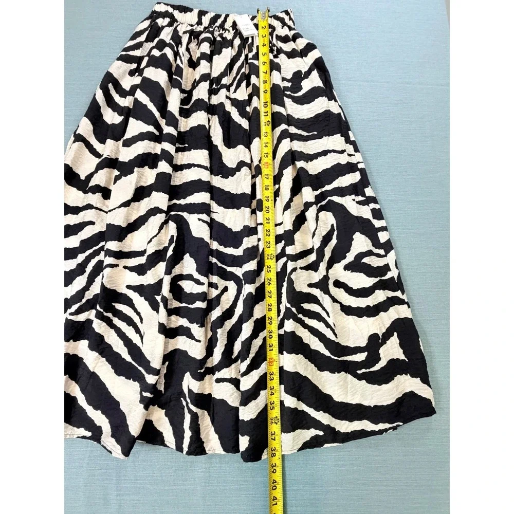 Primark Paula Echevarria Zebra Print Maxi Skirt Black White XS Elastic‎ Waist